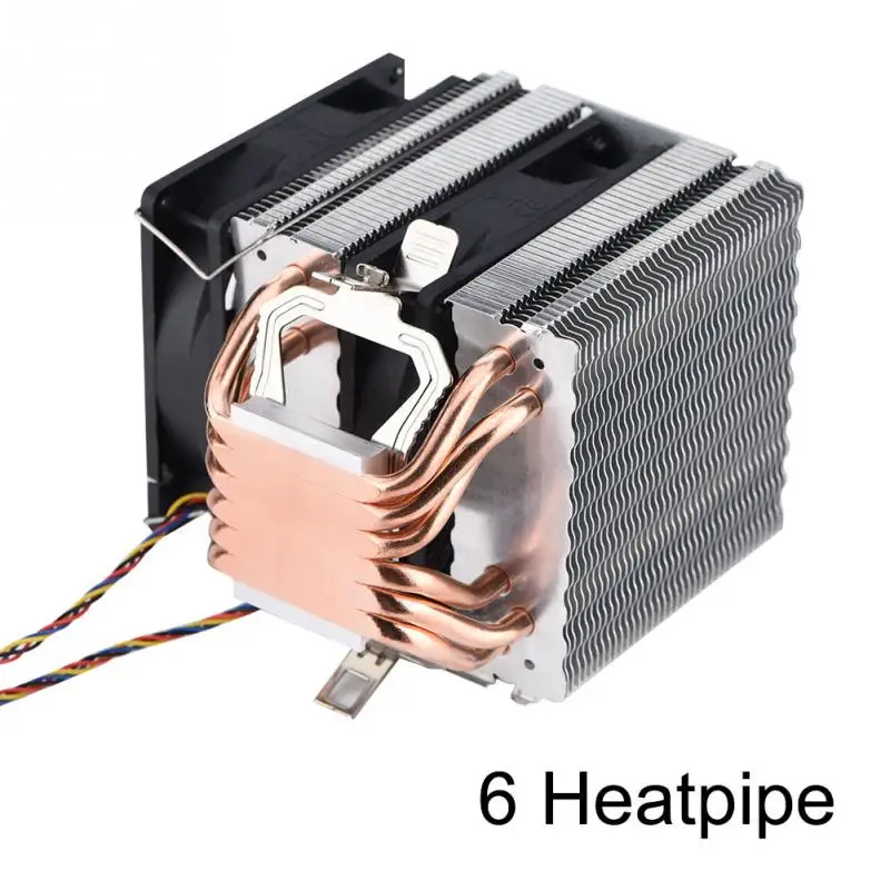 Тихий 4pin 6 Heatpipe CPU кулер с двумя башнями воздушное охлаждение 800 2200 революция