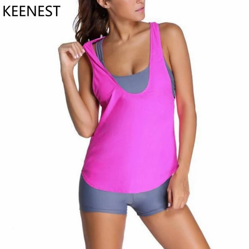 

KEENEST Women Swimwear Sexy Swimsuit Women Plus Size Two PieceTankini Sets Vintage Beach Wear