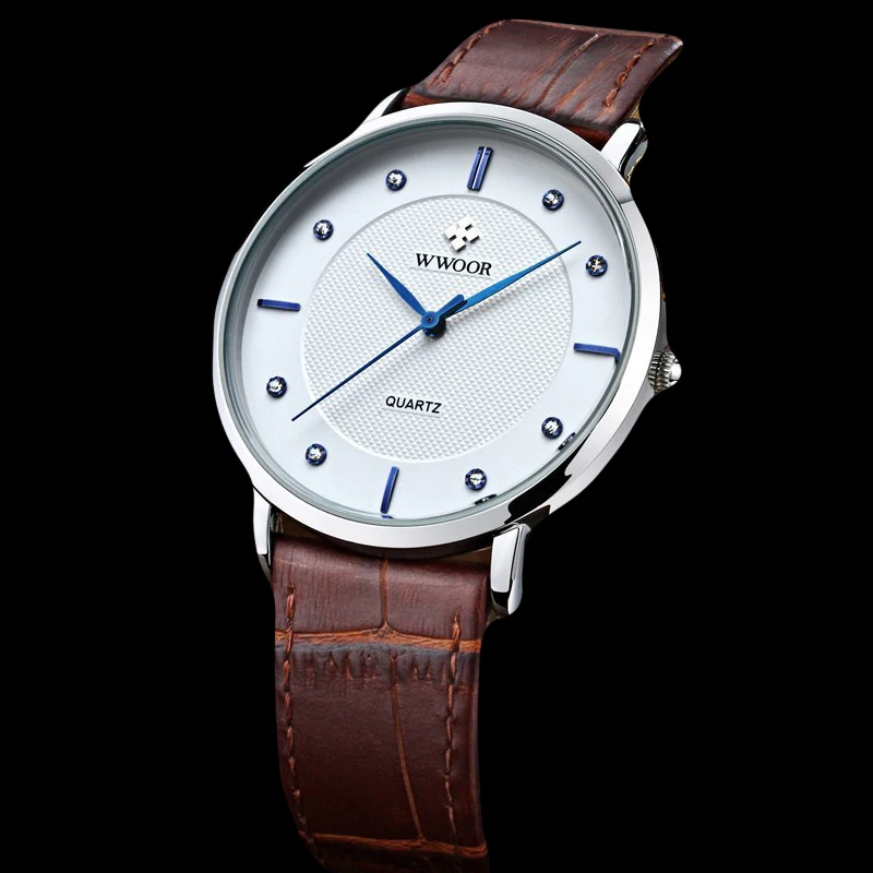 2016 роскошные Брендовые мужские часы ультра тонкие из натуральной кожи кварцевые