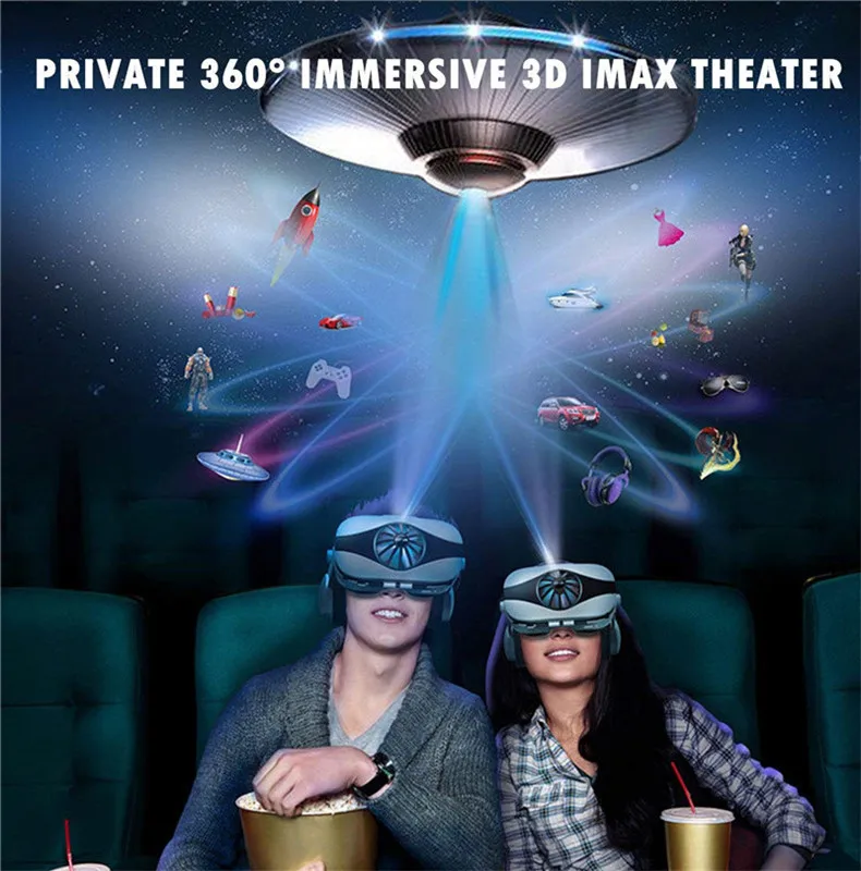 VR очки-наушники, очки виртуальной реальности, с вентилятором и гарнитурой, 3D очки для кино, игры, подходят для 4,0-6,33 дюймового мобильного телефона