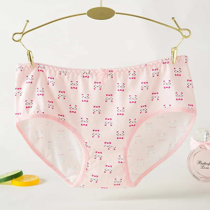 Pink Cats TWTZQ/трусы с рисунком кота и фруктов; трусы для девочек; женские трусики; хлопковое модное нижнее белье; женские трусы; повседневные женские пикантные трусики; нижнее белье - Цвет: Pink Cats