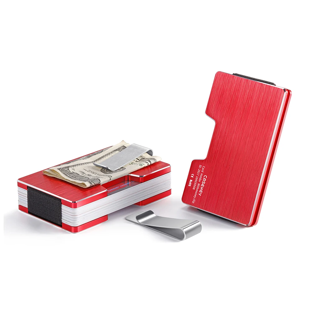 Тонкий металлический держатель для карт Casekey с блокировкой Rfid|Держатели и