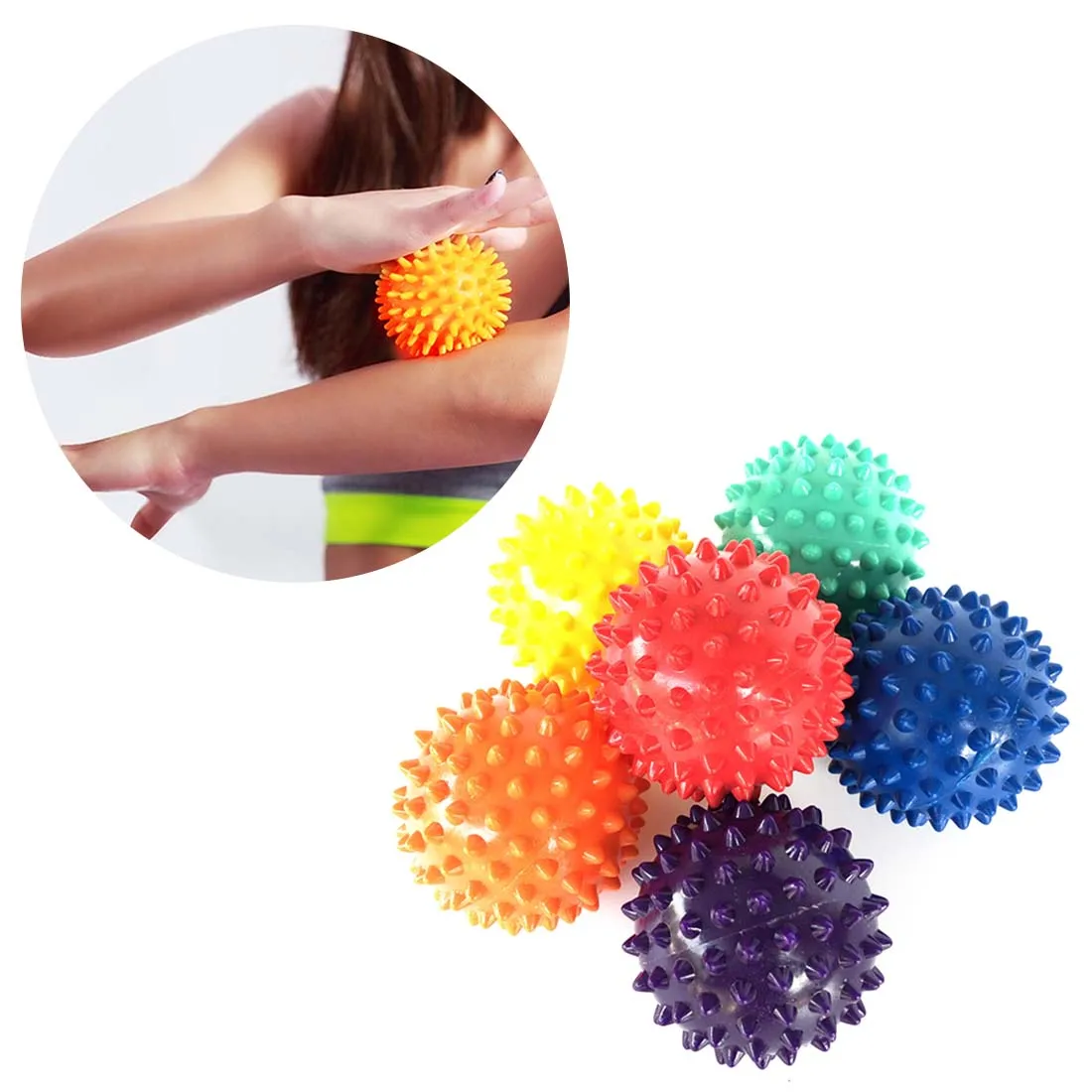 6 цветов 65 мм ПВХ ручной мячик для массажа стоп подошвы Ежик сенсорные хват