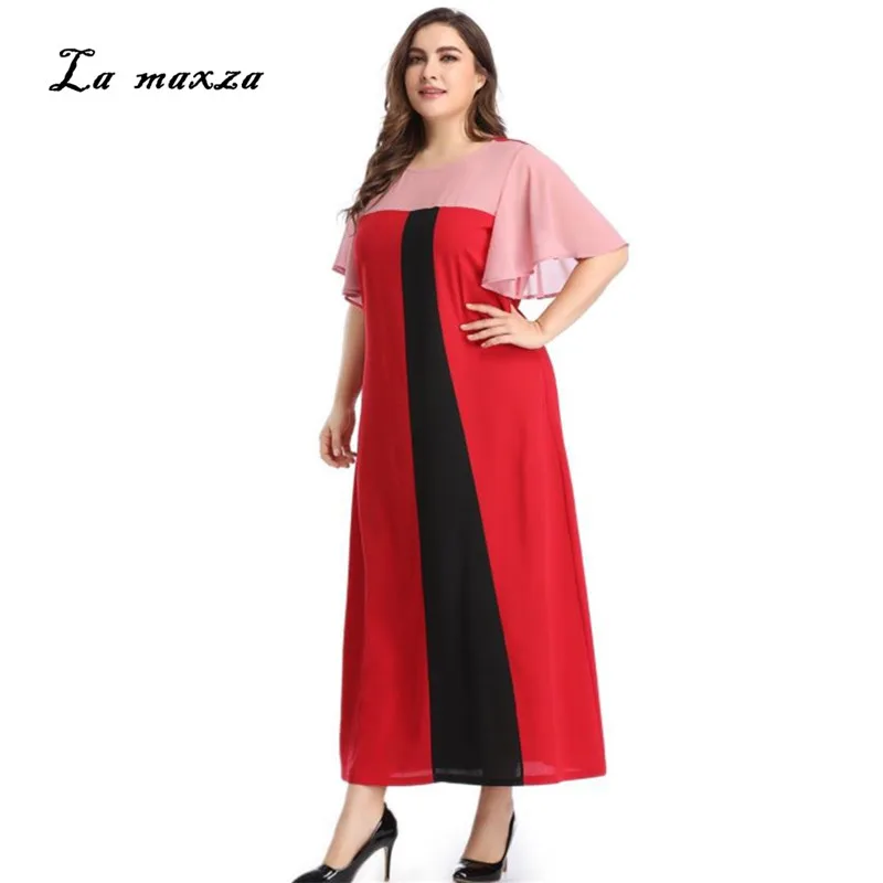 

Women Summer Dress 2019 Office Chiffon Elegant Party Night Dress Casual Dress Plus Size 5XL 8057