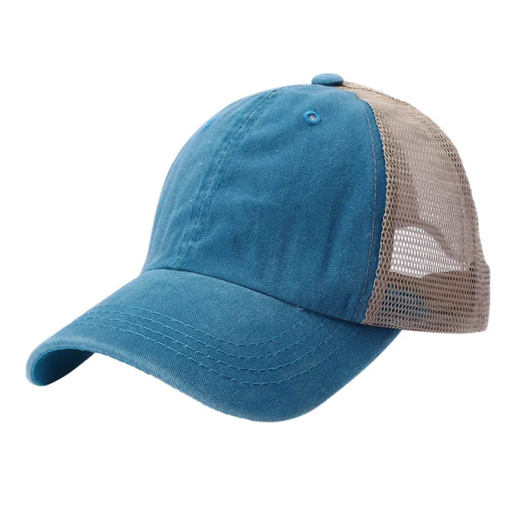 Light blue Унисекс для мужчин wo s шапки и шапки открытый хлопок высокое качество вышитые сетчатые бейсболки Регулируемый gorras para hombre - Цвет: Light blue