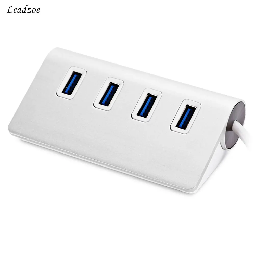 USB концентратор Leadzoe портативный алюминиевый 4 порта 3 0 сплиттер для передачи