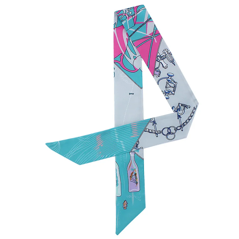 

Cheapest Chain Head Twill Silk Scarf Women Summer Autumn Design Ladies Vintage Handbags Bag Handle Small Ribbon Wholesale