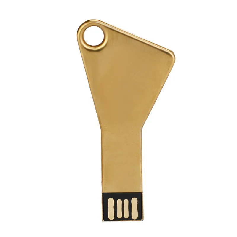 Micro usb stick 2,0 128 ГБ USB флэш-накопитель 64 флэш в виде ключа формы 32 ГБ флеш-накопитель металлический золотой Флешка 16 Гб memoria stick 8 ГБ 4 ГБ бесплатный логотип - Цвет: Free custom logo