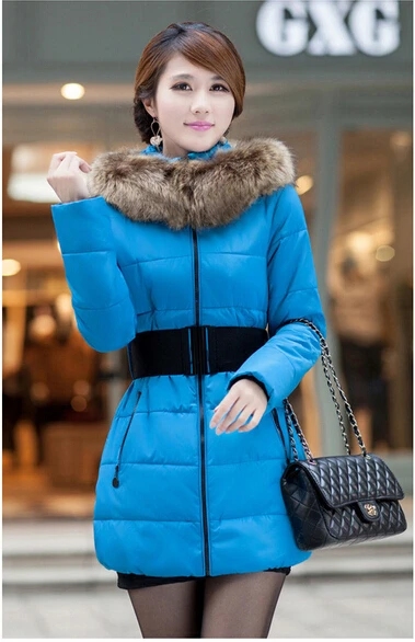 Women Winter Warm Faux Fur Collar Hooded Jacket Quilted Coat 4 Color Available | Женская одежда