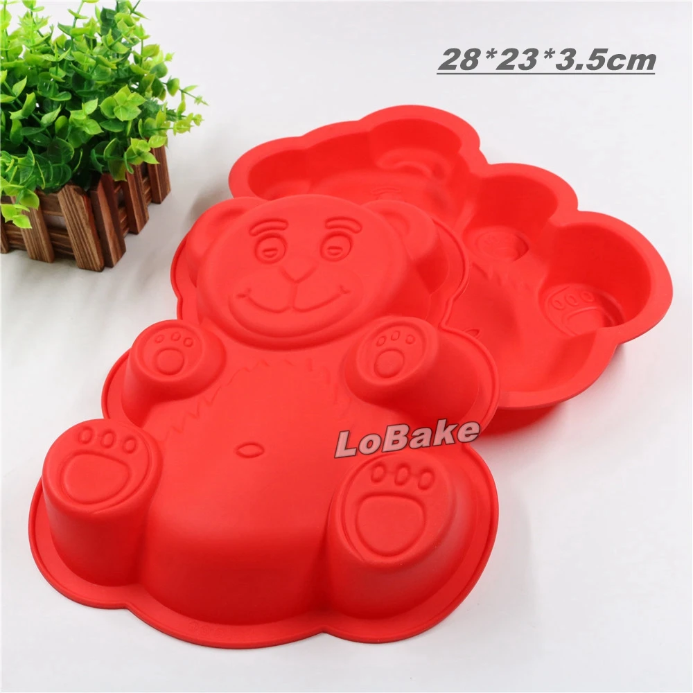 

Новинка, 28*23*3,5 см, силиконовая форма для торта в форме большого медведя, пресс-формы для хлеба, шифоновые формы для тостов на день рождения, т...