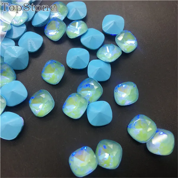 202MI aquamarine ab TopStone 8 10 12 мм K9 кристалл классический квадратный необычный камень смешанные цвета жир Квадратные Свободные Стразы для изготовления ювелирных изделий своими руками - Цвет: 202MI aquamarine ab