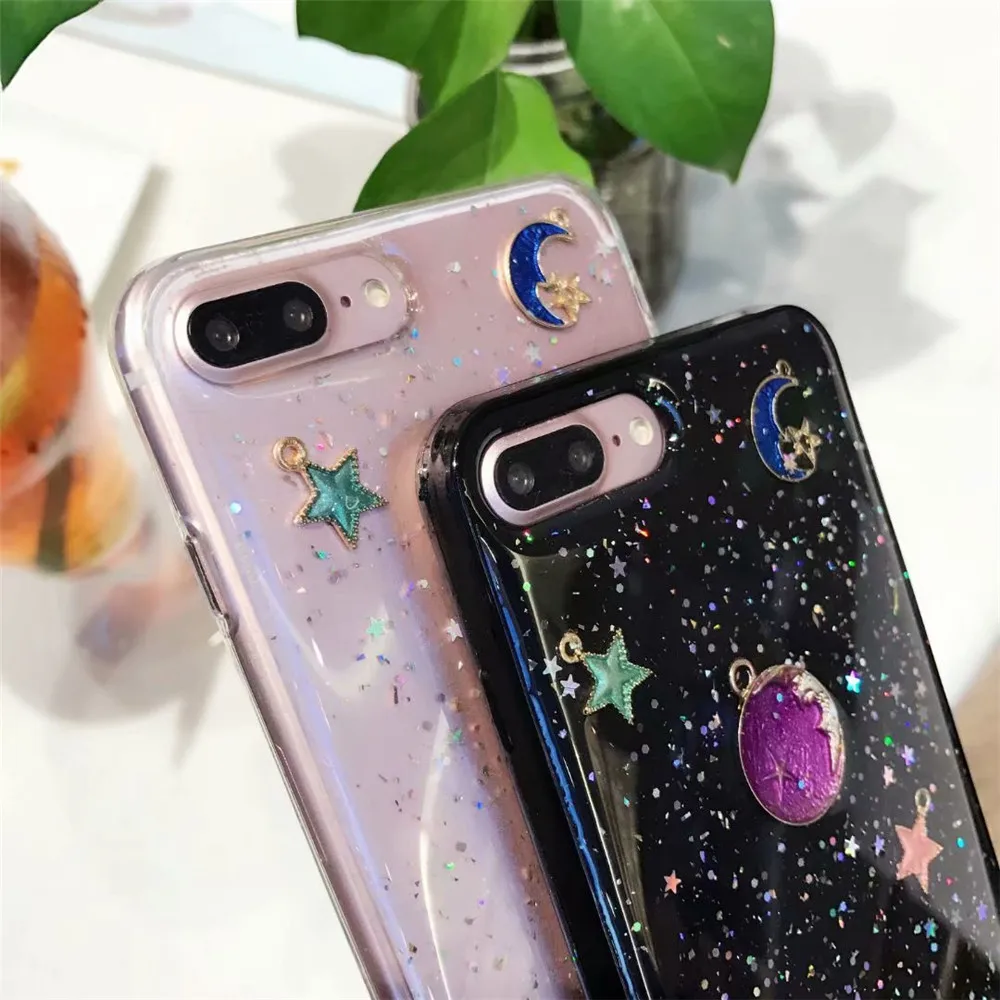 Роскошные мечта звездное небо светит Луна порошок блестки смола Мягкий