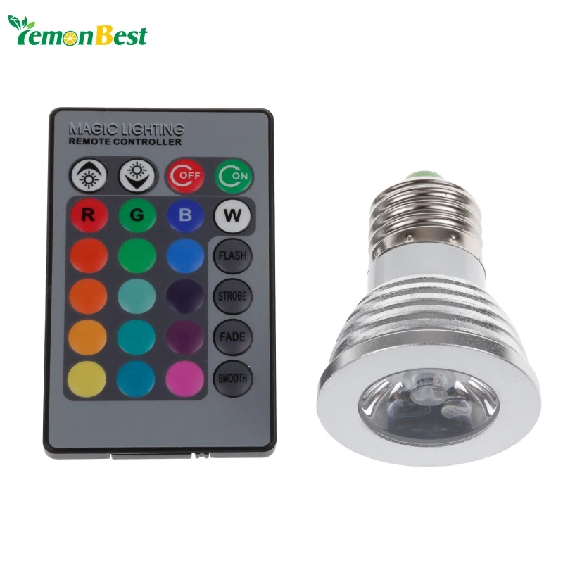 Lemonbest 4 Вт E27 RGB светодиодный ная лампа 16 цветов для точечного светильника 110 245 в В