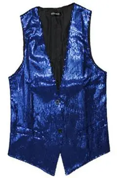 Новая мода для отдыха мужские жилеты костюмы Тонкий Блестки Золотой Красный