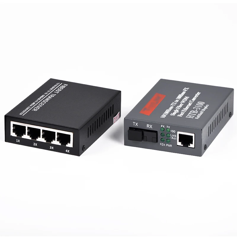 1 пара медиаконвертер оптоволоконный 10/100 м 4 RJ45 SC одномодовый одноволоконный |