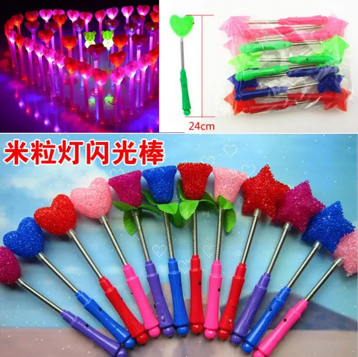 

LED Glow Star Wand Mixed Rose Heart Shaped Stick Flashing Light Concert Party Novelty Items Led Toys Wholesale 500pcs