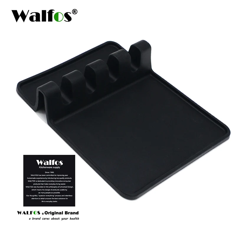 WALFOS кухонные принадлежности Инструменты для приготовления пищи термостойкие силиконовые ложки отдых ковш посуда держатель Органайзер стеллаж для хранения - Цвет: WALFOS black