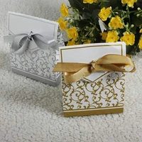 50100pcs paper candy box with gold ribbon wedding favors guests birthday baby shower party decoration gift packaging bags