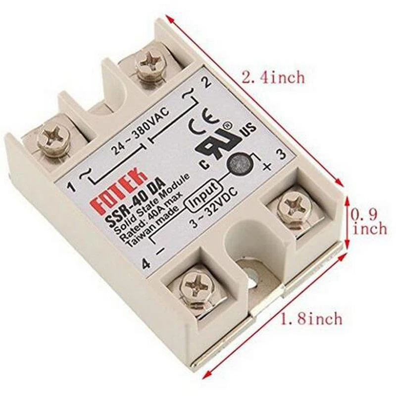 20pcs/Lot SSR-40 DA Solid State Relay New DC to AC Module for Arduino Temperature Controller 24V-380V 40A 250V | Строительство и