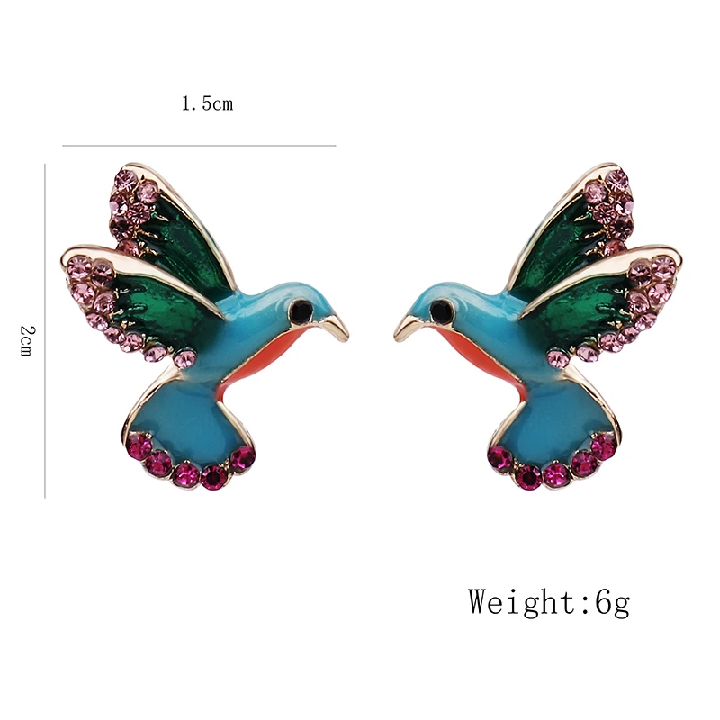 Fashion Punk Style Animal Earring Enamel Bird Drop Anti Allergy Women Crystal | Украшения и аксессуары