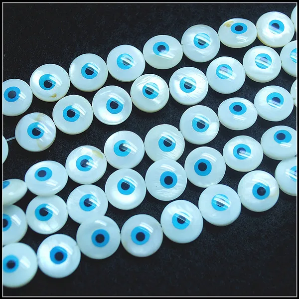 38 шт. круглые бусины с голубыми глазами Размер 10 мм | Украшения и аксессуары