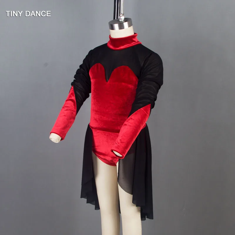 Костюм с длинным рукавом для танцев джаза и крана красный/черный костюм детей