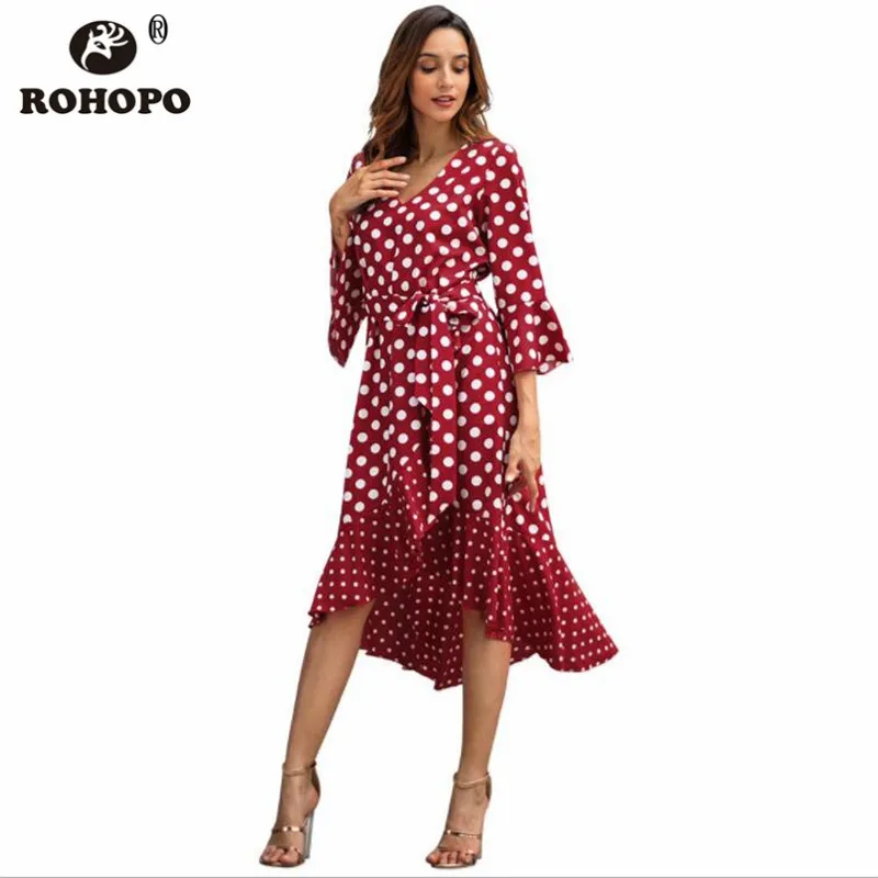 Летнее женское длинное платье в горошек с v образным вырезом и оборками шифоновое