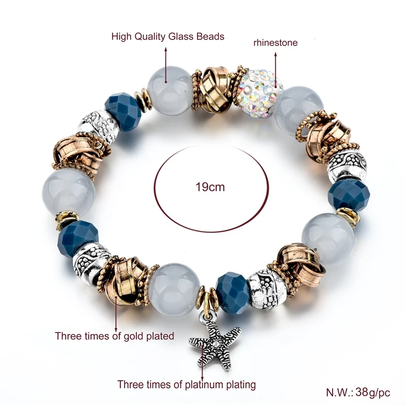 

TOUCHEART NEW Fashion Star Pendant Crystal Glass Beads Handmade Bohemian Bracelet & Bangles Charms For Women Bracelets SBR170046