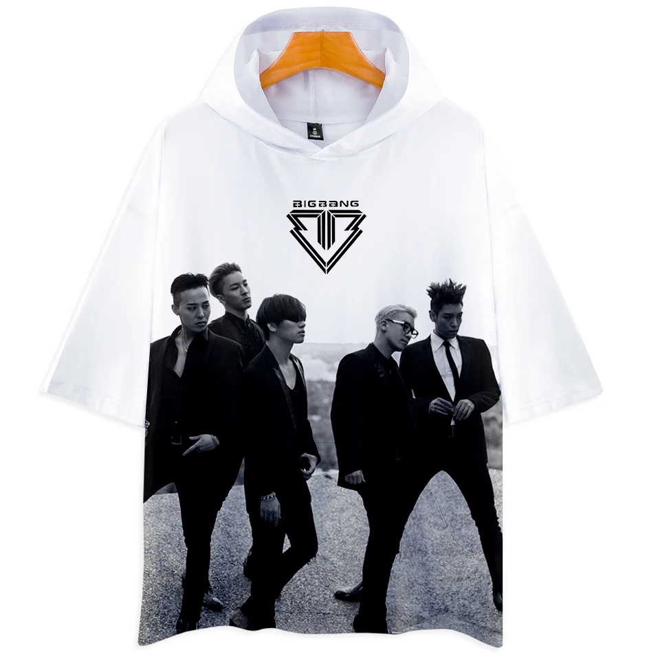 Футболка с капюшоном BIGBANG K POP Fans в стиле хип хоп мягкая модная повседневная