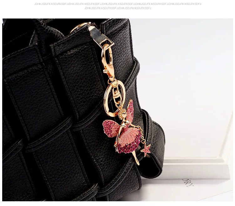 Автомобильный брелок для ключей с креативный маленький брелок для ключей с ангелом девушка мешок висит украшение, кольцо для ключей, красивые с рисунком балерины для девочек автомобильные аксессуары YS003