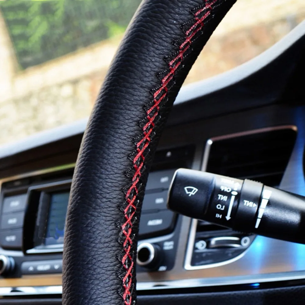 2019 Новый чехол рулевого колеса автомобиля DIY натуральная кожа оплетка с иголками