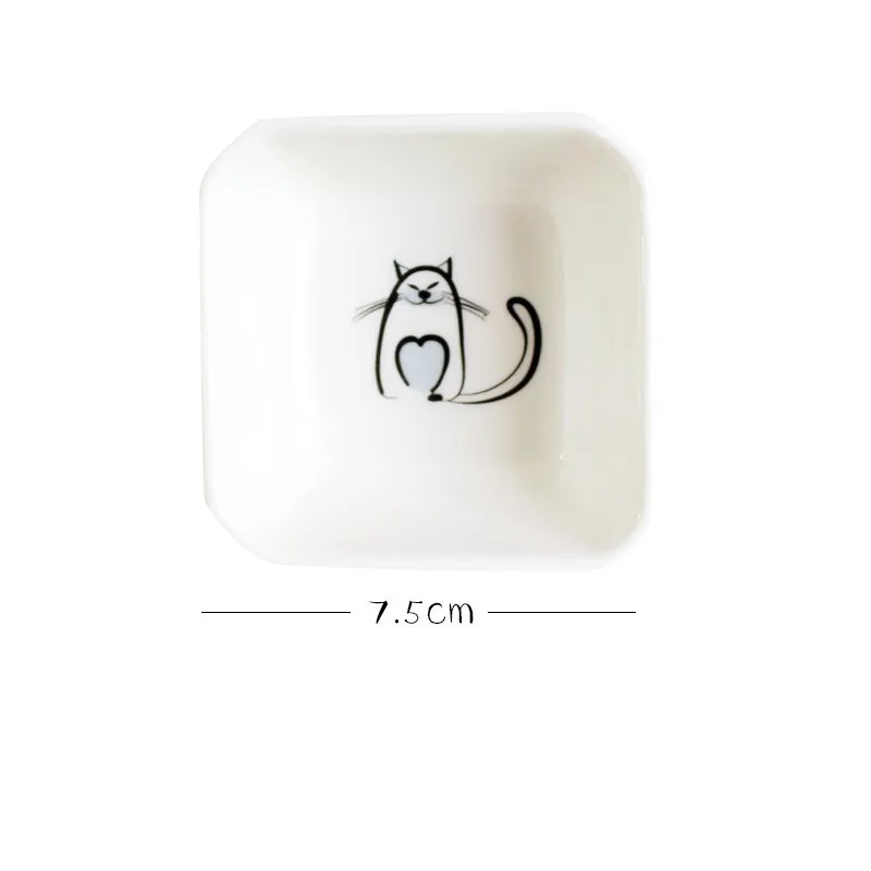 Square A Любящее сердце или квадратная миска для соуса, кошачий керамический уксус, приправа для масла, блюдо, мини соус, соль, закуска, маленькая тарелка для кухни, гаджет - Цвет: Square A