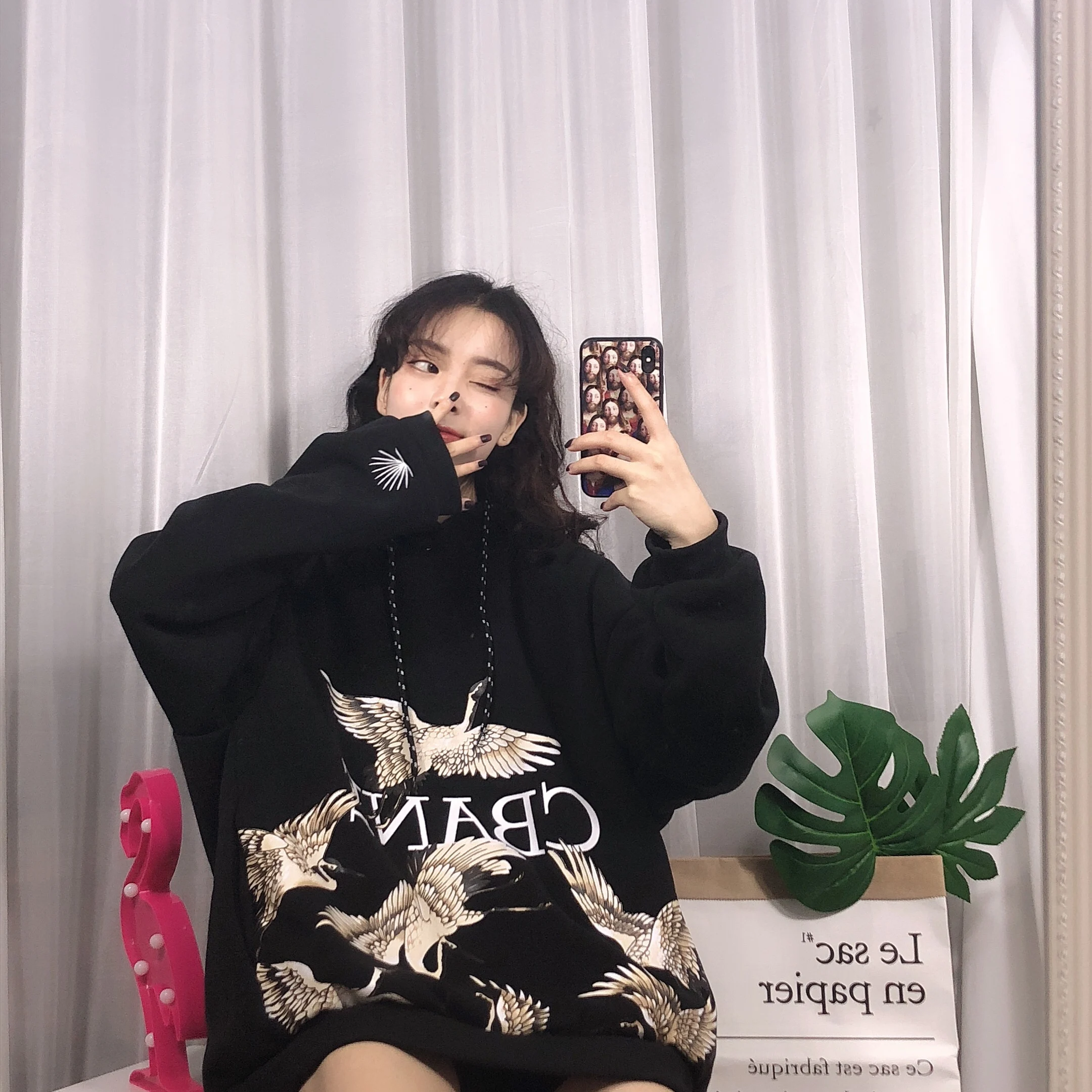 Женские толстовки с принтом, свободные, подходят ко всему, Harajuku, для женщин, корейский стиль, высокое качество, женская модная одежда, для досуга, плотная
