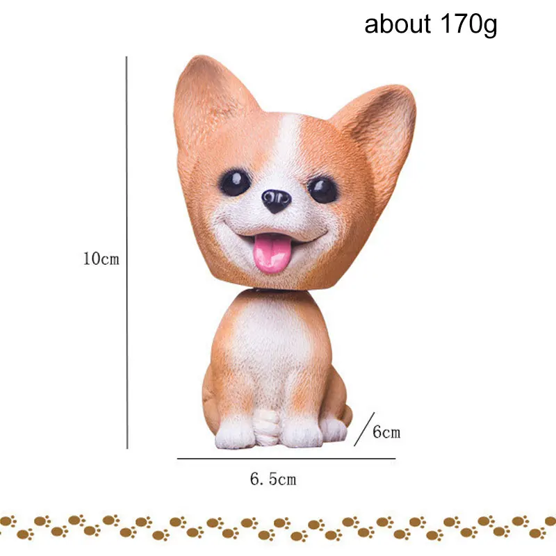 

Lifelike Animal Nodding Dog Resin Action Figure Bulldog Husky Teddy Corgi Shaking Head Toy for Car Decoration Kids Toys Figurine