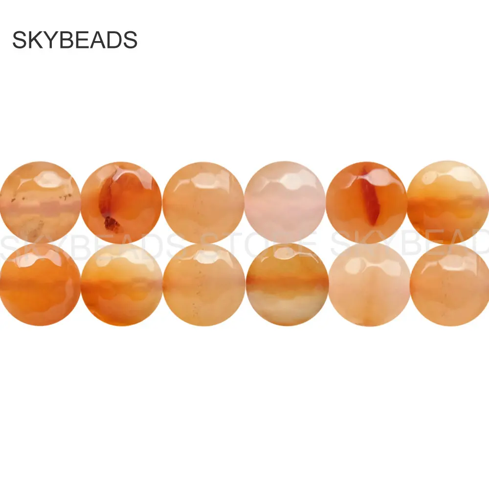 

Agate Beads for Jewelry Making Faceted Natural Original Orange Agate Stone Round 4 6 8 10 12 14mm Spacer Beads for Online Sale