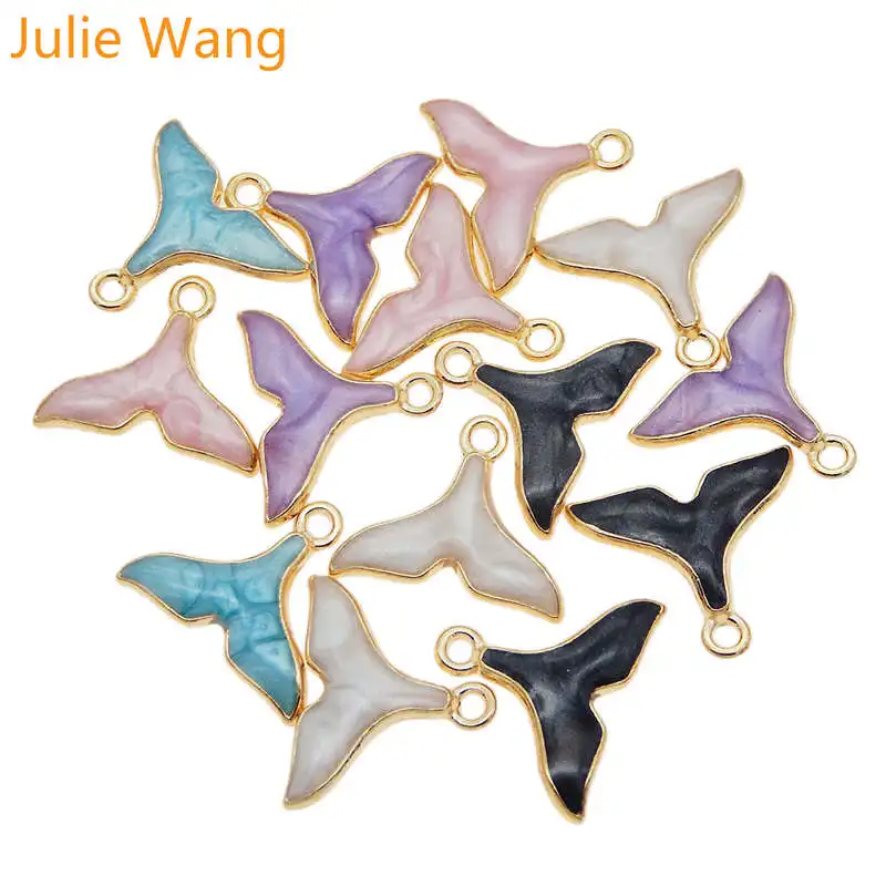 10 шт. эмалированные Подвески Julie Wang для браслета Русалочка Кит рыбий хвост