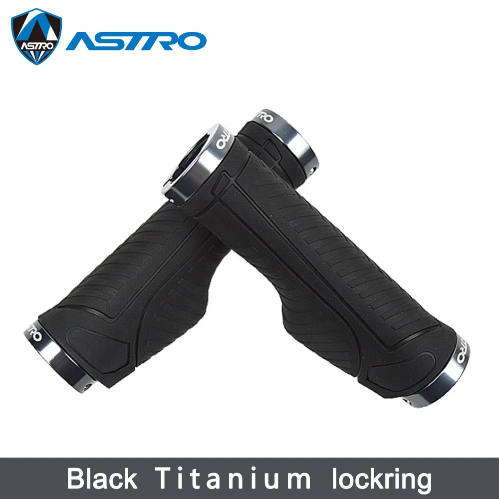 Astro MTB велосипедные ручки, рукоятка для велосипеда, запчасти для велосипеда, аксессуары для горного велосипеда, резиновые велосипедные части, 1 пара - Цвет: Black TI Lockring