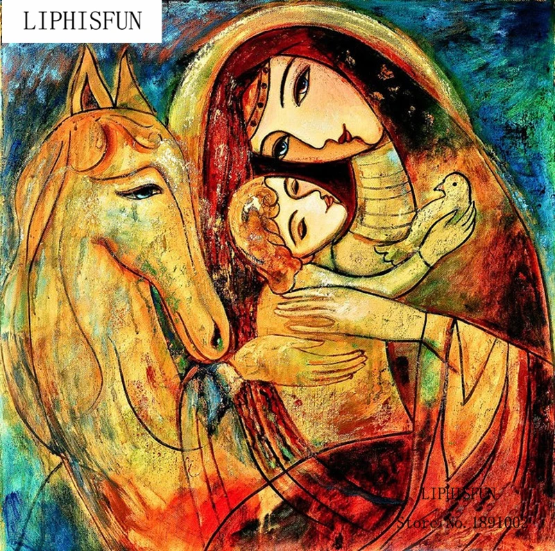 5d Full Square Diy Diamond Painting Cross Stitch Gold Mother Baby Horse Embroidery Resin Mosaic | Дом и сад