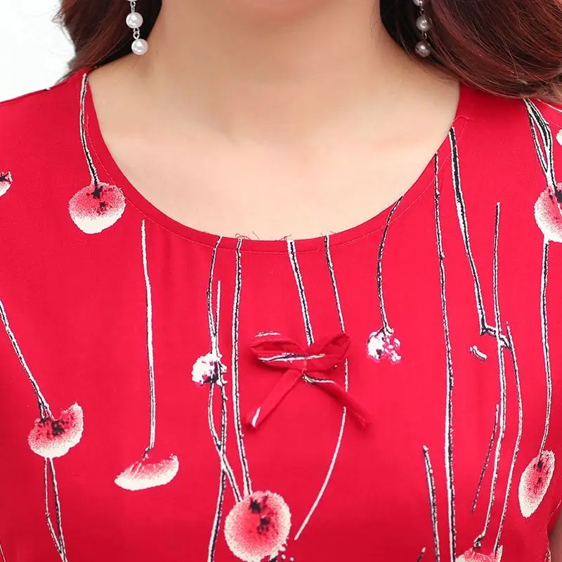 Плюс Размеры Женское платье Лето шею цельнокроеное с коротким рукавом средней