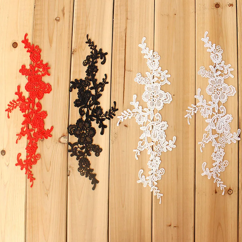 4Pcs Wedding Head Embroidered Flower Lace Applique Trim Water Soluble Patches For Sewing Dress DIY Bride Headdress | Дом и сад