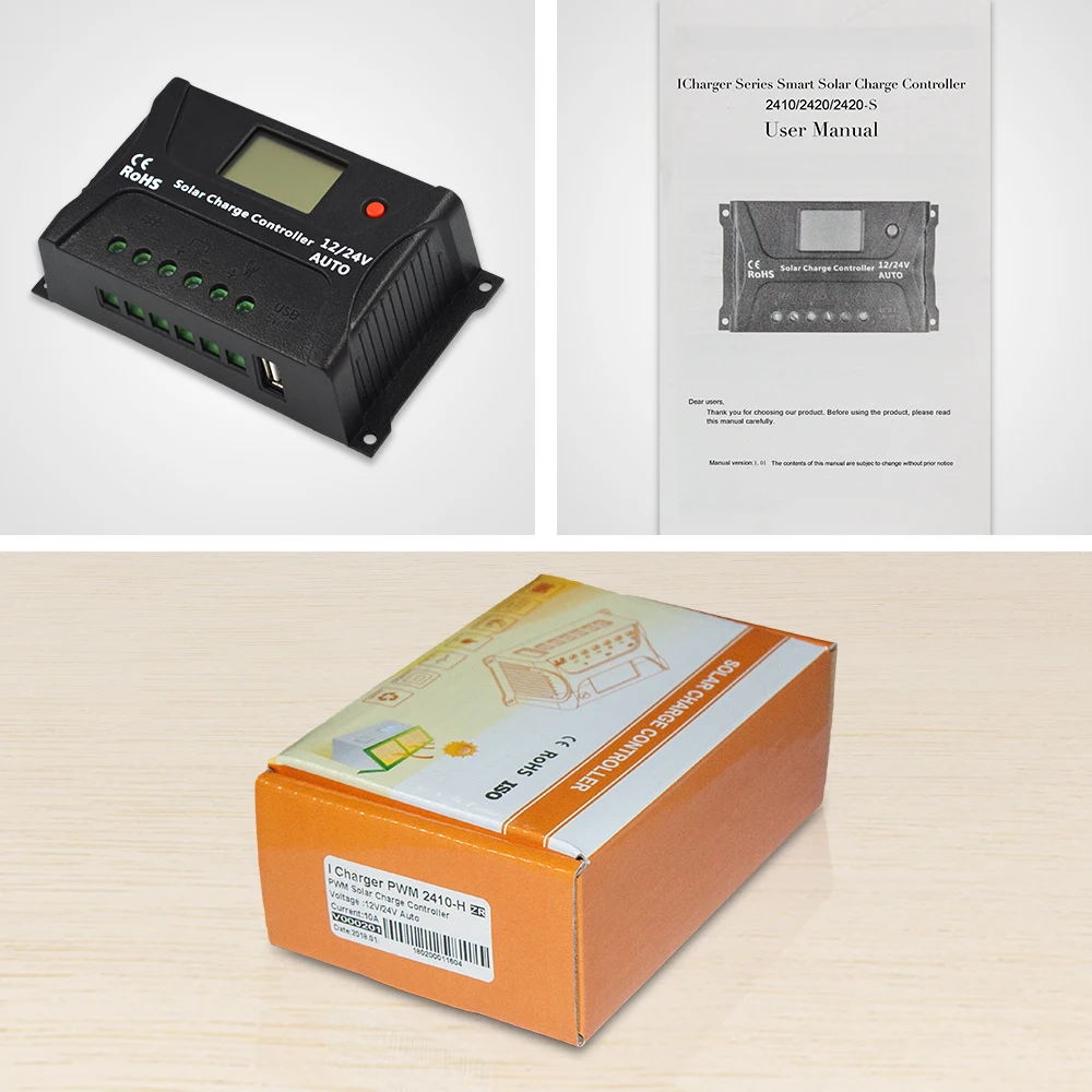 EASUN POWER контроллер солнечного заряда 10A ШИМ LCD USB 5V солнечный регулятор 12V 24V
