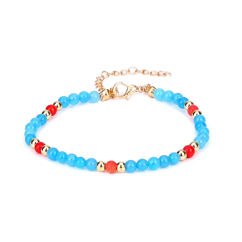 

4MM Pink Blue Bead Stone Bracelet Man Fashion Women Gift For Beautiful Beads