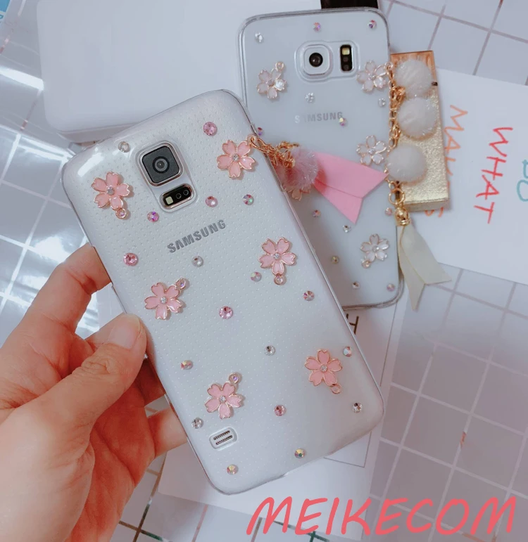 Sakura Cherry Phone Case For Apple iPhone XS MAX XR X Rhinestone Tassel Soft Cases Cover iphone 6 6S 7 8 Plus |