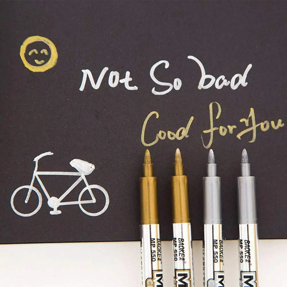 Metallic Marker Pens 12 Pcs Gold &amp Silver Permanent Painting Signature | Канцтовары для офиса и дома