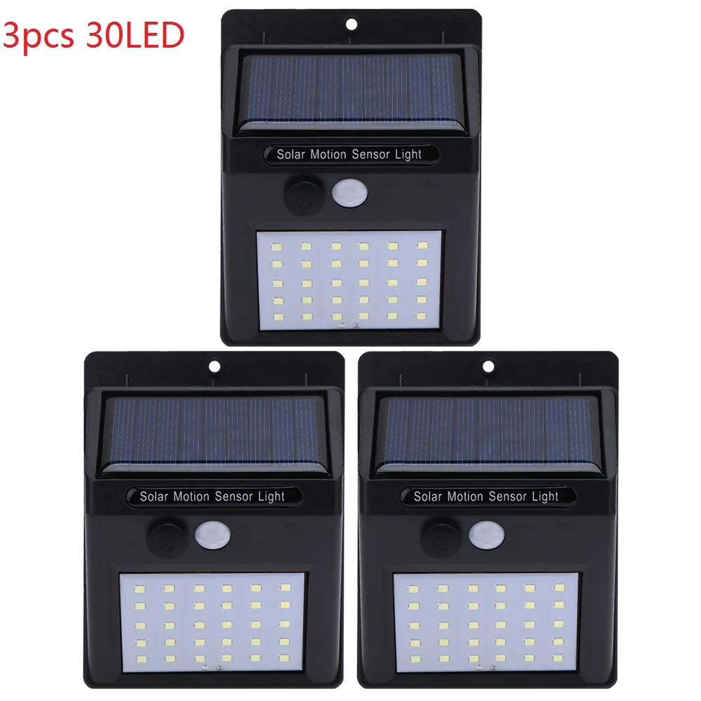 30LED 3PCS 1-4 шт., 20/30 светодиодов, солнечный светильник, PIR датчик движения, солнечный садовый светильник, водонепроницаемый, для улицы, энергосберегающий, для улицы, двора, дорожка, лампа для дома - Испускаемый цвет: 30LED 3PCS