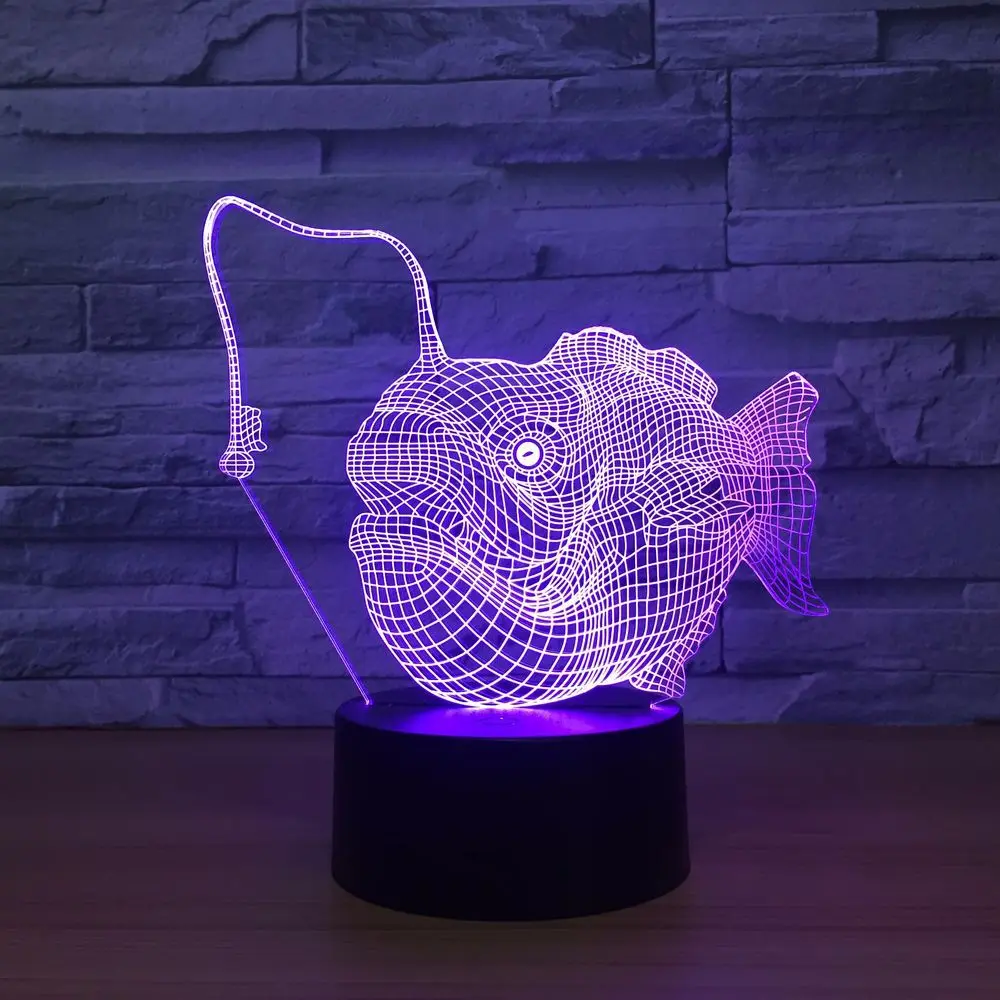Новый 3d маленький ночсветильник с узором в виде рыбы звуковая кнопка