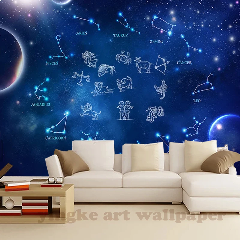 

Custom Photo Wallpaper 3D colorfull star sky twelve constellations Living Children's Room TV Background 3D Mural Wallpaper
