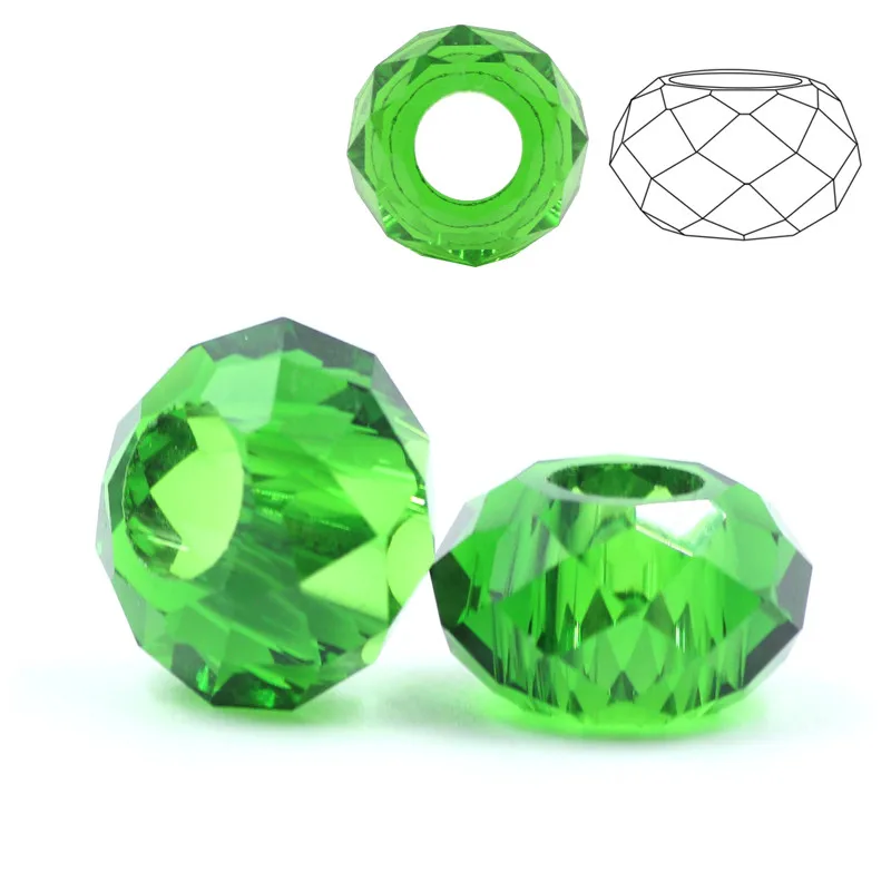 Бусины из хрустального стекла с большим отверстием 20 шт./лот 8x14 мм красные бусины