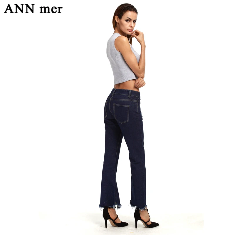 ANN mer Plus Size 5XL Slim Thin Women Denim Flare Pants Vintage Ankle-Length for Female Fashion Solid Ladies Jeans |
