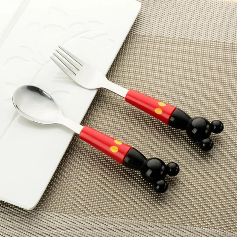 Детская портативная вилка из нержавеющей стали с головкой Микки Мауса|set